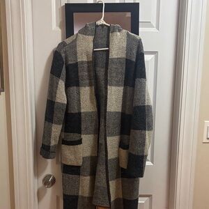 Plaid Open Front Cardigan Sweater